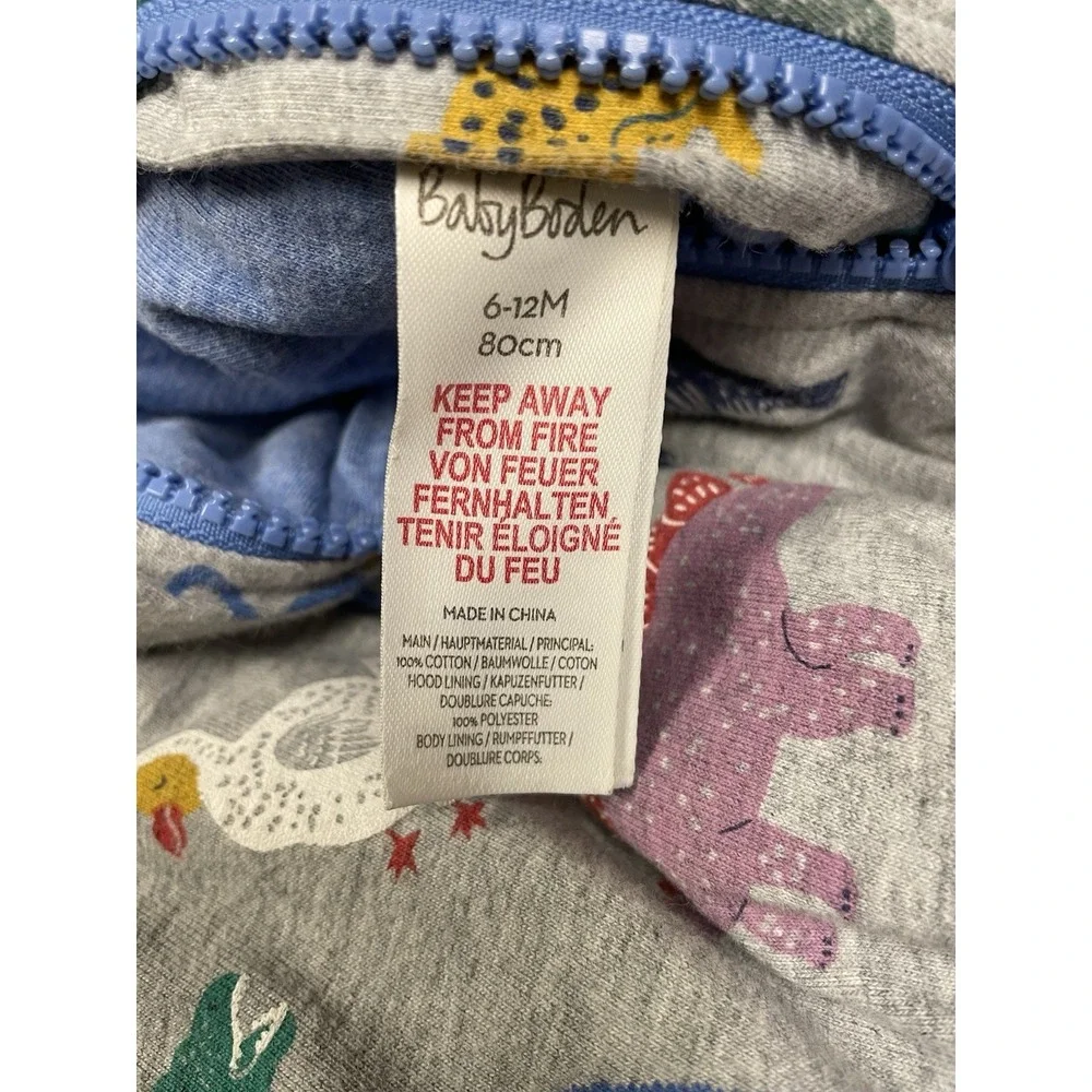 Baby Boden Prehistoric‎ Dino Soft Thick Bunting Hooded Zip Pram 6 - 12 M One Pc